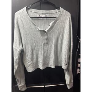 Hollister Waffle Knit Cropped Henley